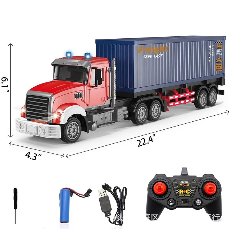 Children\'s Wireless Remote Control Semi Trailer Engineering Vehicle Freight Self Unloading Oil Tank Container Transport Car Toys