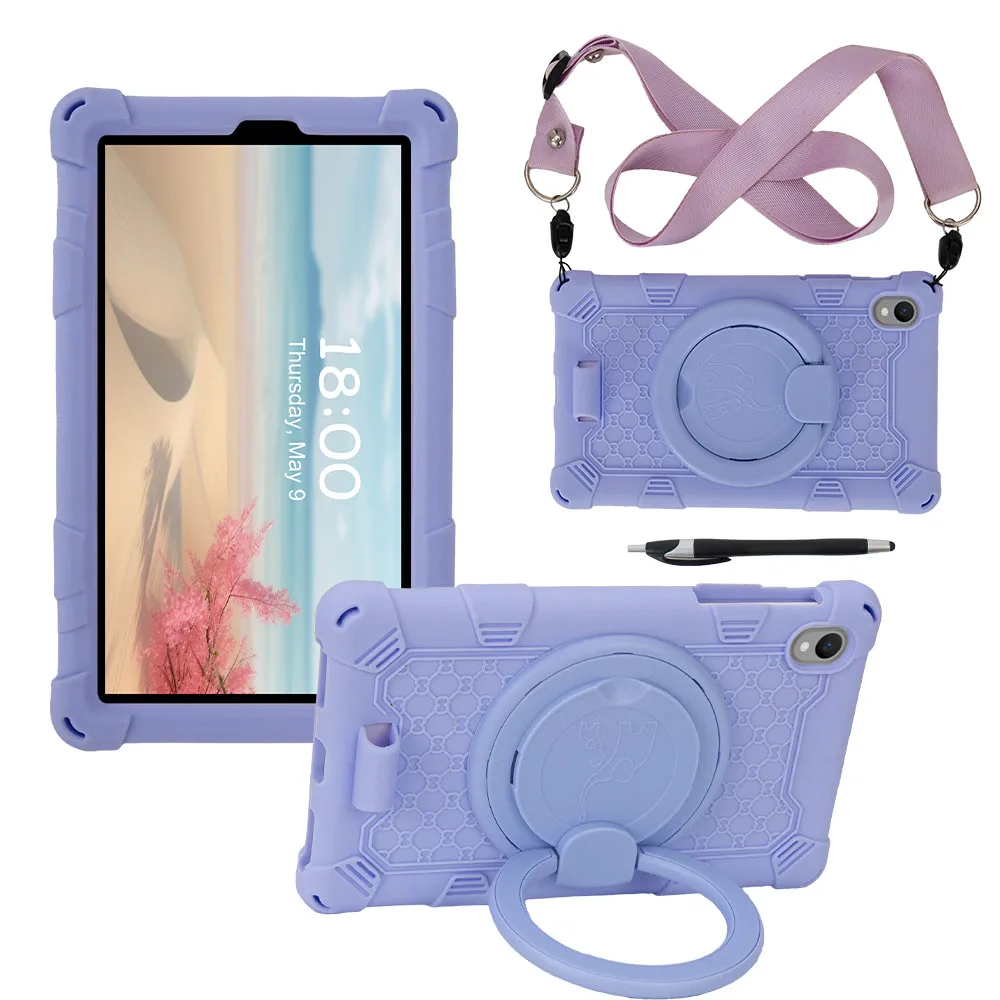 Shock‑Absorb Soft Silicone Case For Walmart Onn 7 Inch Core 2026 Tablet 360‑Degree Rotatable Kickstand Removable Shoulder Strap