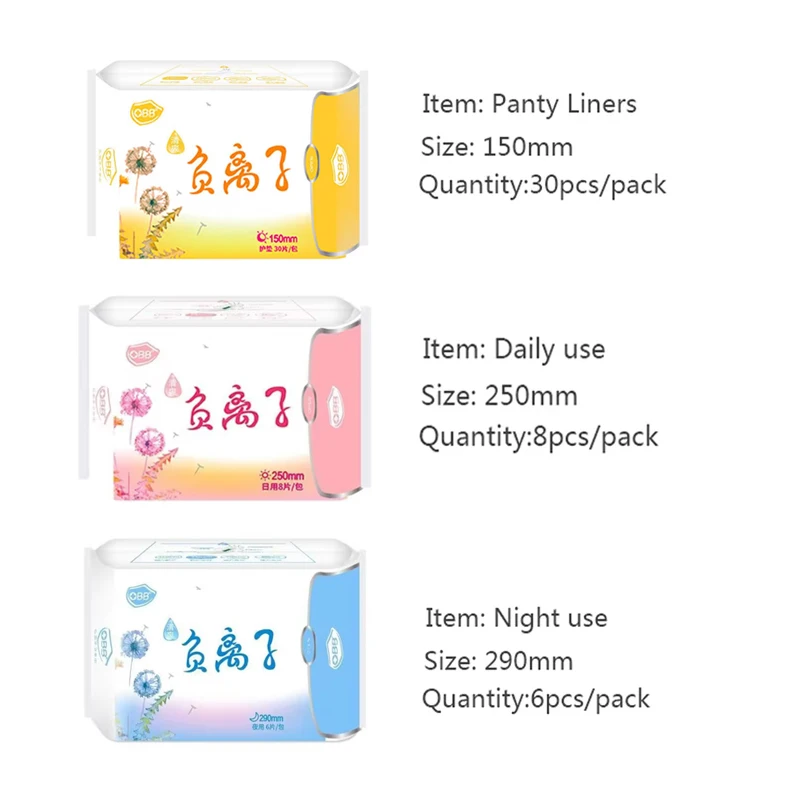 10Packs Anion Sanitary Napkin Women Menstrual Pads Feminine Organic Panty Liners for Daily Use Health Care Sanitary Towels