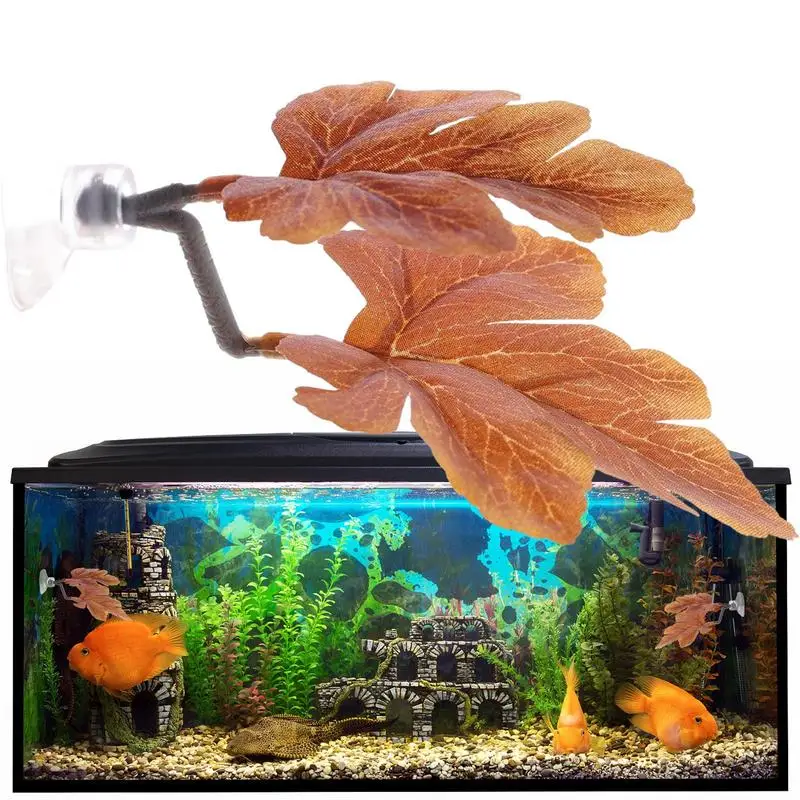 Fish Breeding Resting Leaf Betta Fish Plant Leaf Betta Fish Plant Leaf Resting Place with Suction Cup for Fish Tank Landscaping