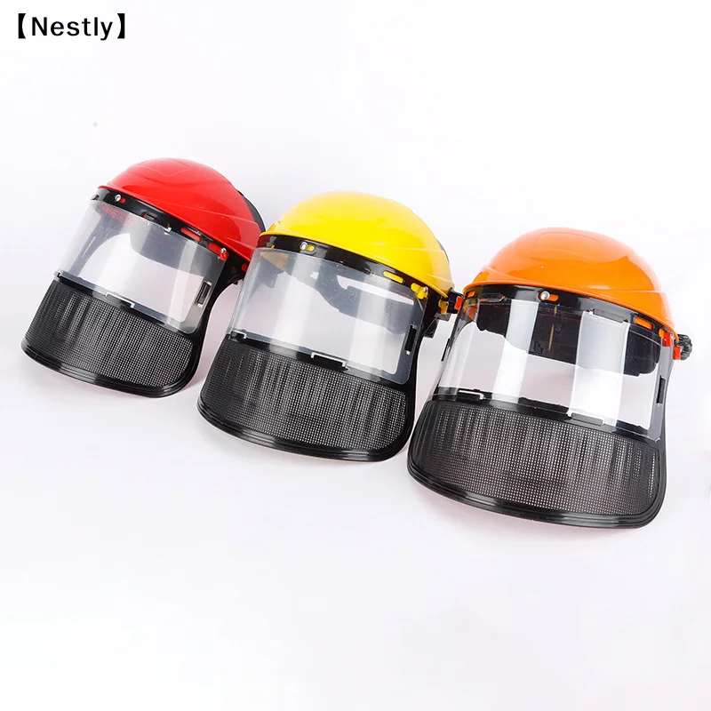 Garden Grass Trimmer Weed Wacker Safety Helmet Hat With Full Face Mesh Mask For Logging Brush Cutter Forestry Protection〔Nest〕