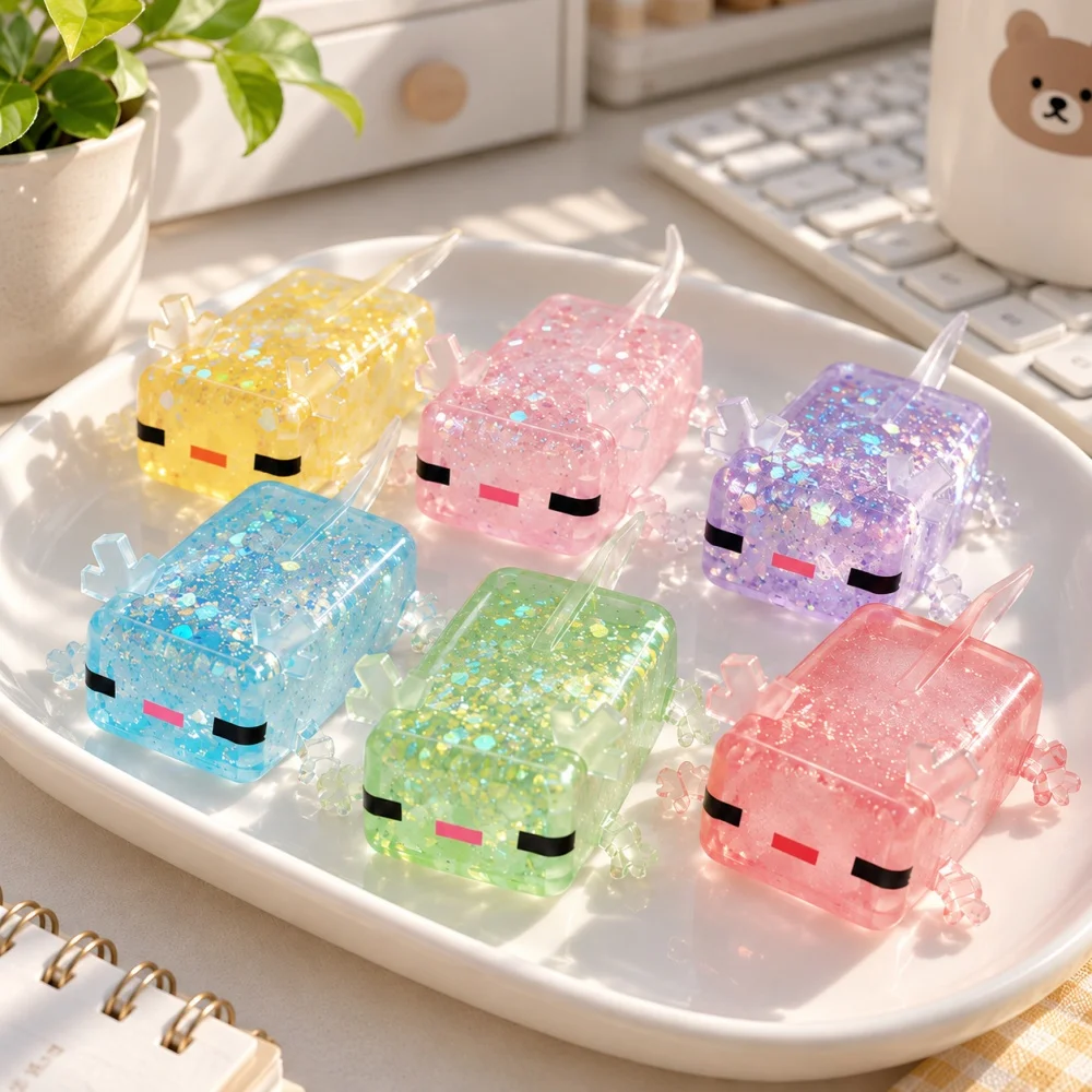 Colorful Axolotl Stress Relief Toy Party Favors 1Pc Glitter Squishy Squeeze Toy Pinata Filler Treasure Box Prize Birthday Gift