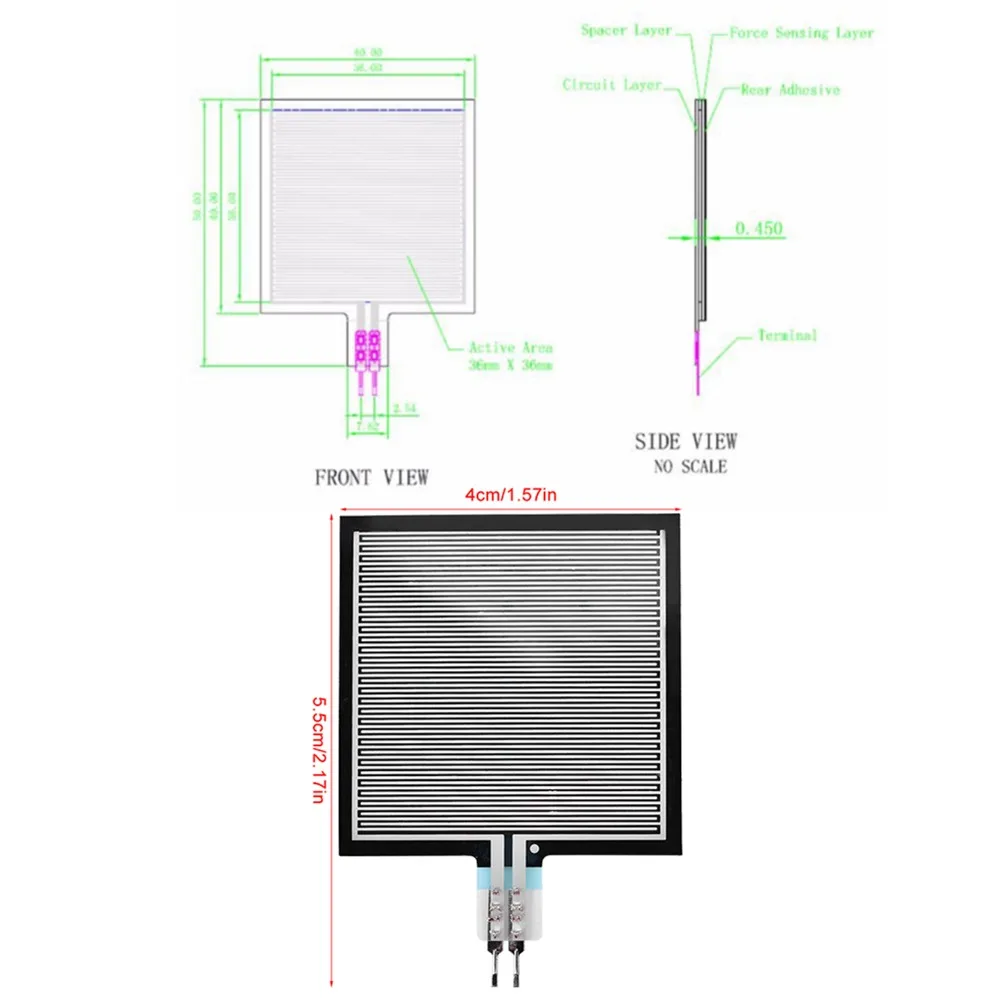 20g-10kg Range RP-S40-ST Pressure Sensor Thin Film Flexible Force Sensor Thin Film Pressure Sensor High-end Seat Application