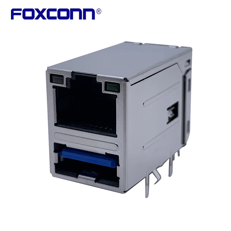 

foxconn RJ45 Network Connector Ethernet Module With LED Double USB3.0 + RJ45 Socket Gigabit filter with light Interface