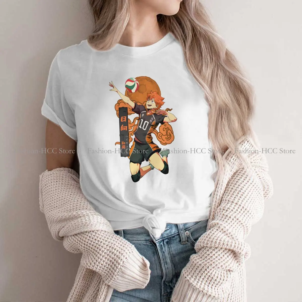 Haikyuu Cartoon Anime Polyester TShirt for Women Hinata Shōyō Ultimate Decoy Soft Casual Tee T Shirt Novelty Trendy