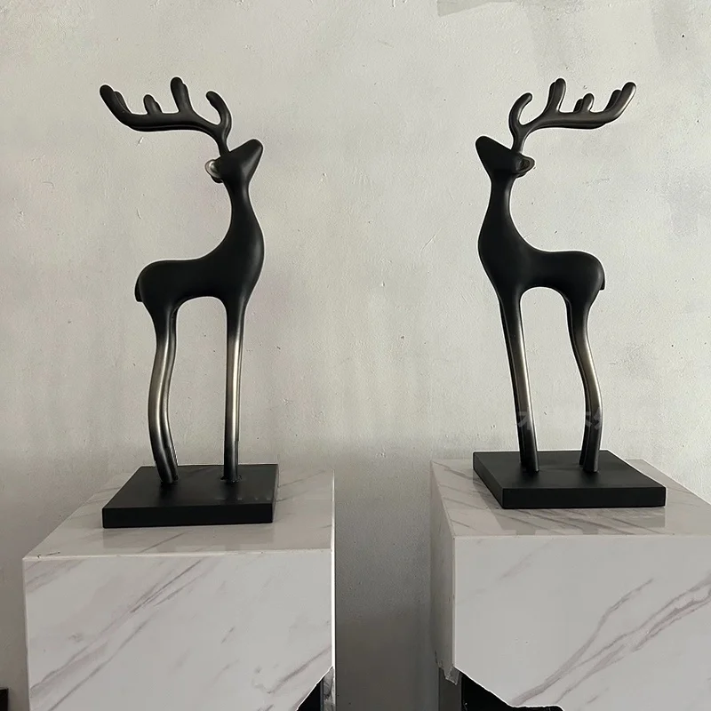 

！@High-End Luxury Wooden Artwork Entrance Hall Room Deer Decoration Modern Simple Living Hotel