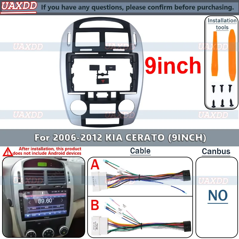 Adaptateur Fascia Pour Cadre Voiture Kit For 2006-2012 KIA CERATO 9INCH Panneau Montage Tableau Bord Radio Android Kia Cerato CD