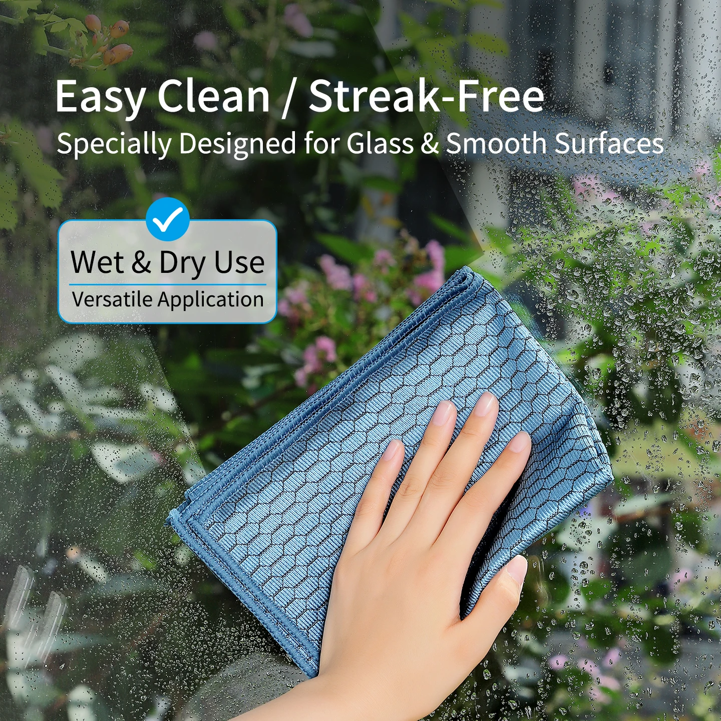 High-Quality Microfiber Glass Cleaning Cloth, Lint-Free and Streak-Free, Suitable for Windows and Mirrors, Dual-Use for Dry and Wet Cleaning, Absorbent Cloth for Kitchen and Car Use, Glass Cleaning Cloth, Hotel Cleanin