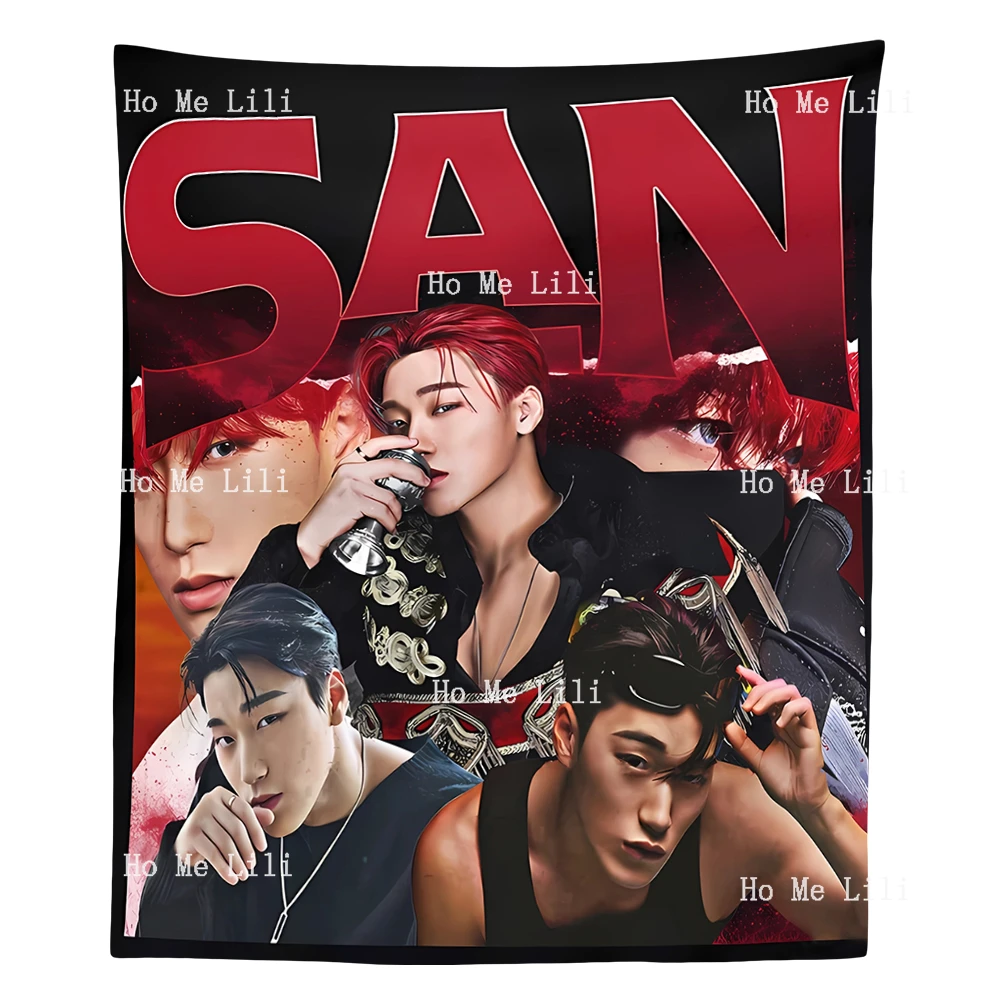 Choi San Ateez Kpop Inspired Graphic Personalized Gift Tapestry For Livingroom Decor