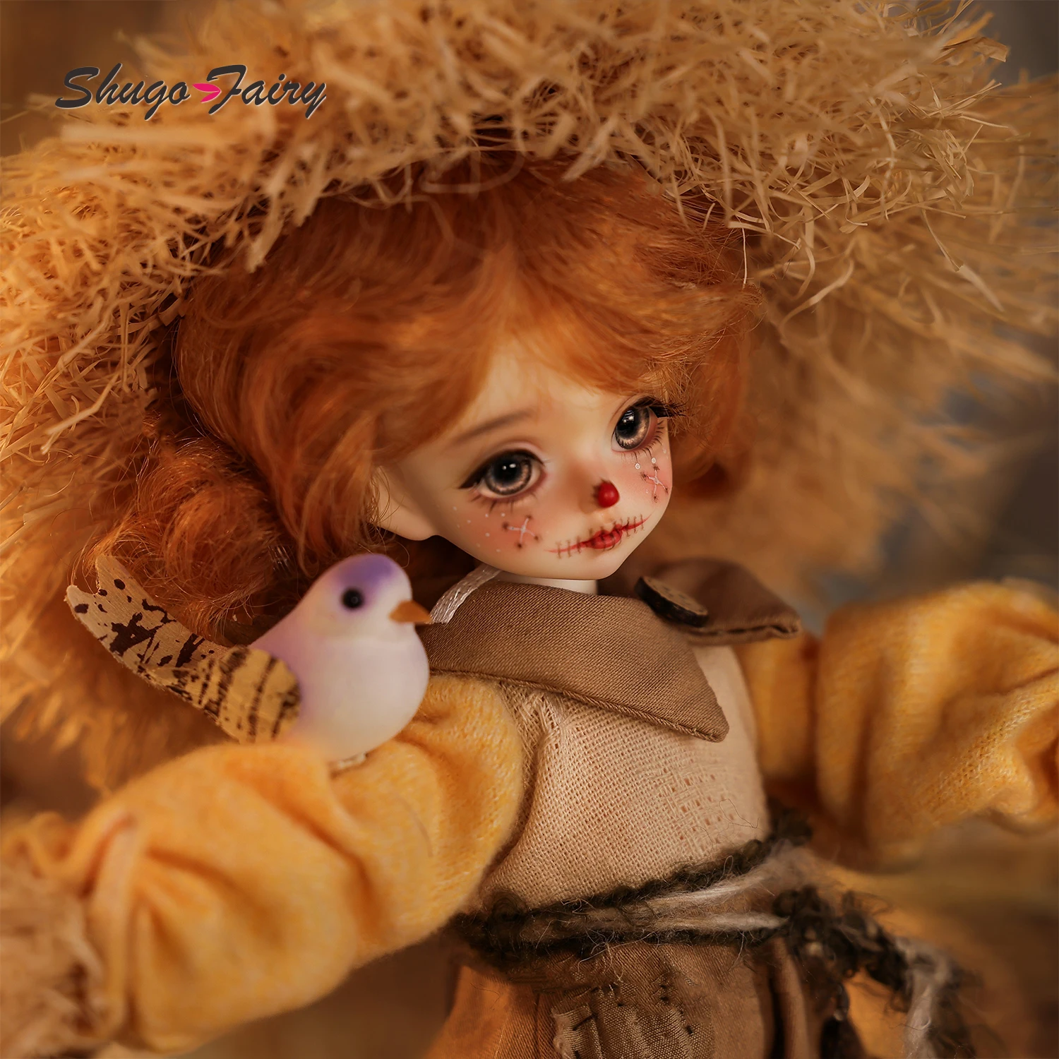 دمية BJD 1/6 Circe E/F مجموعة كاملة مصنوعة يدويًا من الراتنج الفزاعة على شكل مهرج حارس المحاصيل مع شعر مستعار Shugafairy #1