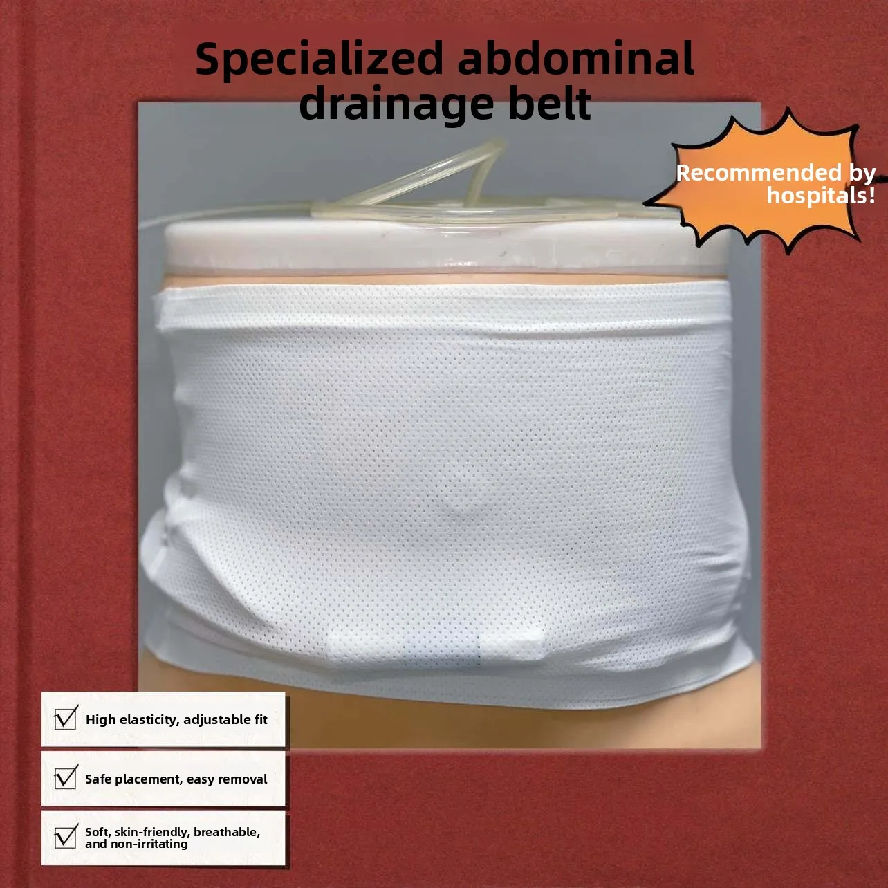 Comfortable One-Piece Wrap Chest Style Peritoneal Dialysis Belt Short Tube Fixed Abdomen Band Breathable Chest Protection