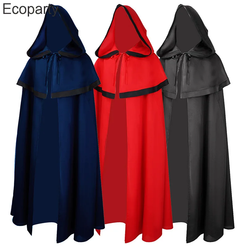 Costume de ixd'Halloween Everak pour Femme et Homme, Vampire Médiéval, Sorcier, Cosplay à Capuche, Cape de Châle pour Carnaval Adulte, 2023