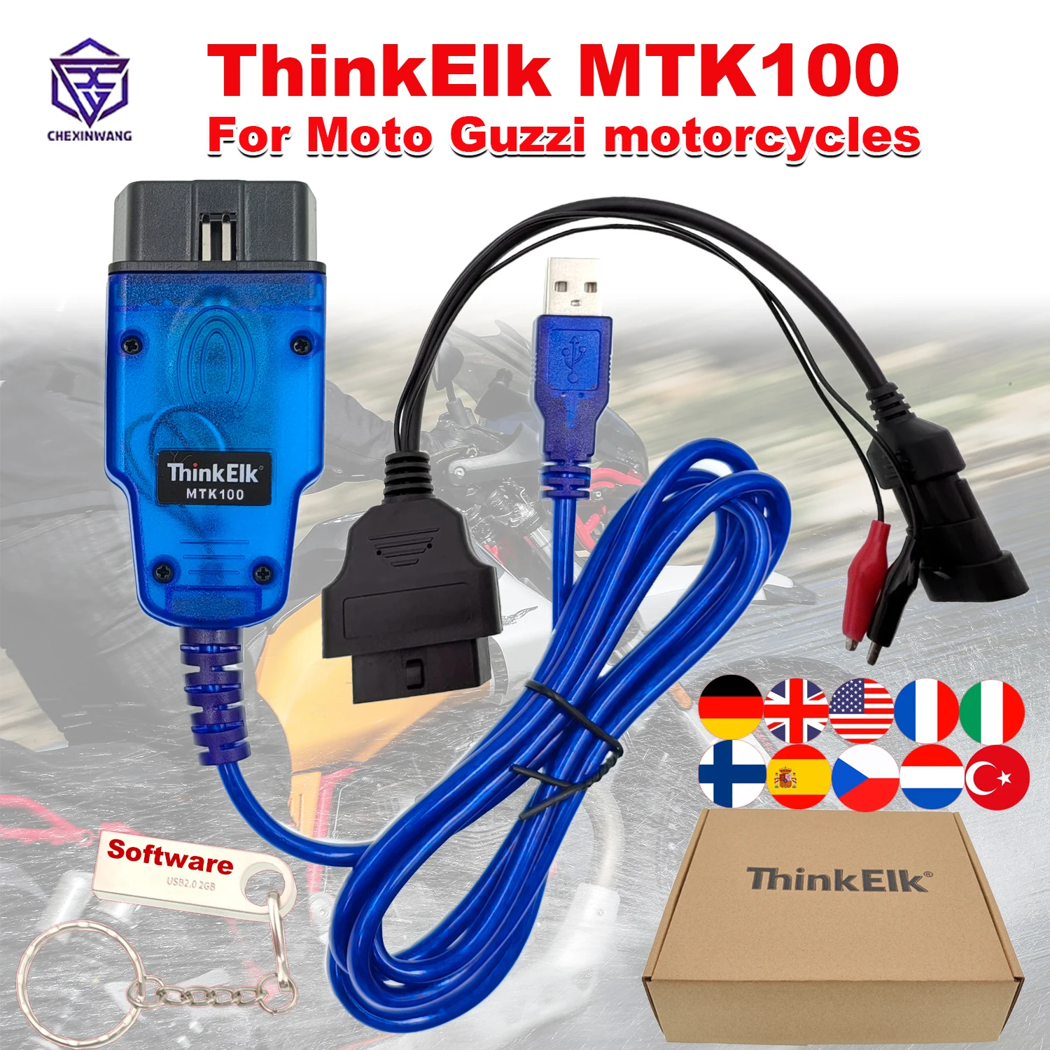 ThinkElk MTK100 For Moto Guzzi Motorcycles Diagnostic Tool Read Write ECU Eeprom Clear Fault Code for Bike Engine Service Tool