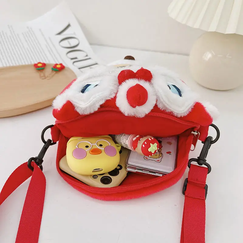 Bolsa de mensajero de felpa para niños, monedero Unisex, bolsos de hombro de dibujos animados, Linda muñeca Kawaii, bolso de mensajero