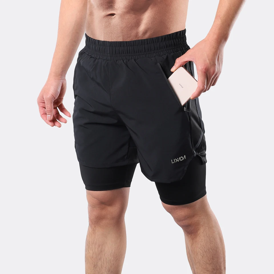 Lixada Short Running Homme 2-en-1 Séchage Rapide – Respirant, Poches Zippées, 10 Couleurs, S-XXL Jogging & Sport