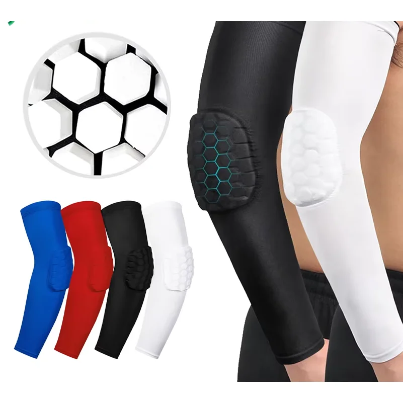 1Pcs/2Pcs Elbow Pads, Basketball Shooter Sleeves, Collision Avoidance Hex Padded Elbow for Volleyball Football Baseball Cycling