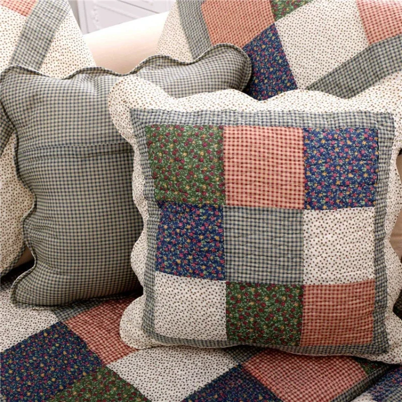 Countryside Fresh Small Floral Pillow Cover Cotton Art Breathable Sofa Cushion Cover Bed Pillow Cover Home Office Sofa Decor