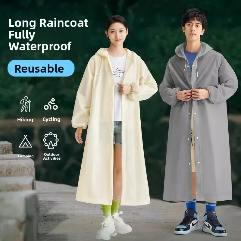 

Thick Non-Disposable Long Raincoat Adult Outdoor Climbing Single Wear Portable Rain Poncho Breathable Waterproof Rain Suit
