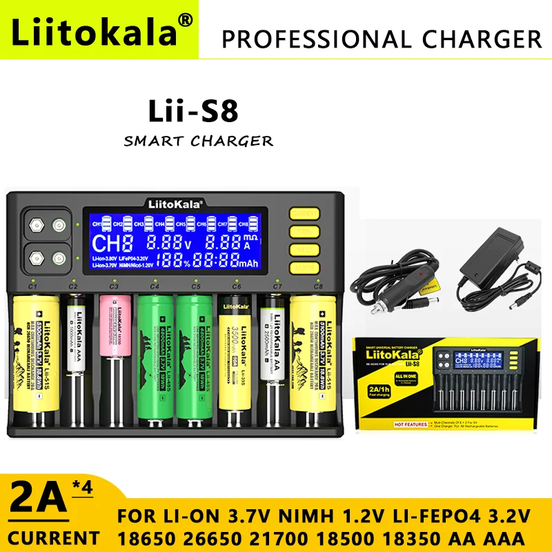 LiitoKala Lii-S12 Lii-S8 Lii-S6 18650 ładowarka do 20700 26650 21700 14500 10440 16340 1.2V 3.7V 4.2V akumulator lwa