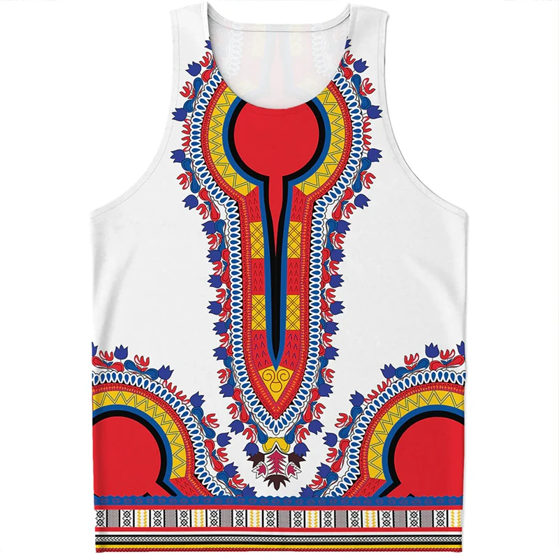 

African Dashiki Graphic Tank Top For Men Fashion Vintage 3D Printed Sleeveless T Shirt Summer Trend Streetwear Oversized Vest