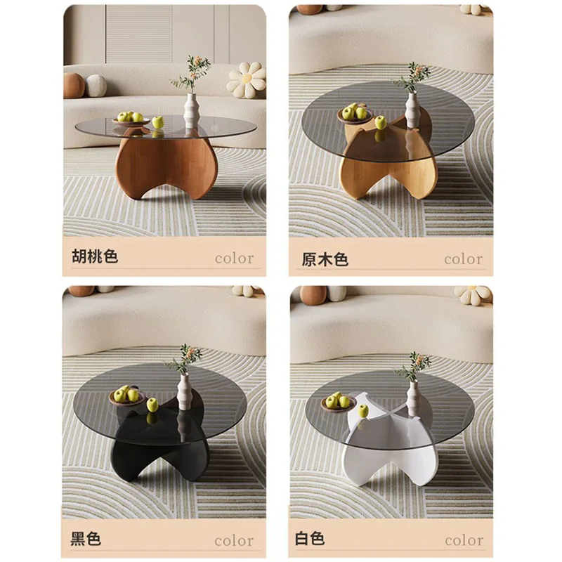 Simple tempered glass  combination small apartment small side table wind small tea table