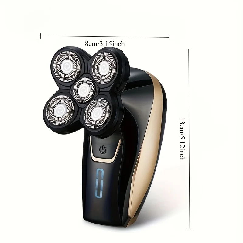 Men'S USB Rechargeable 6-Blade Head Shaver: Digital Display, Portable, Easy Bald Look at Home - Suitable Gift Choice Or Personal Use