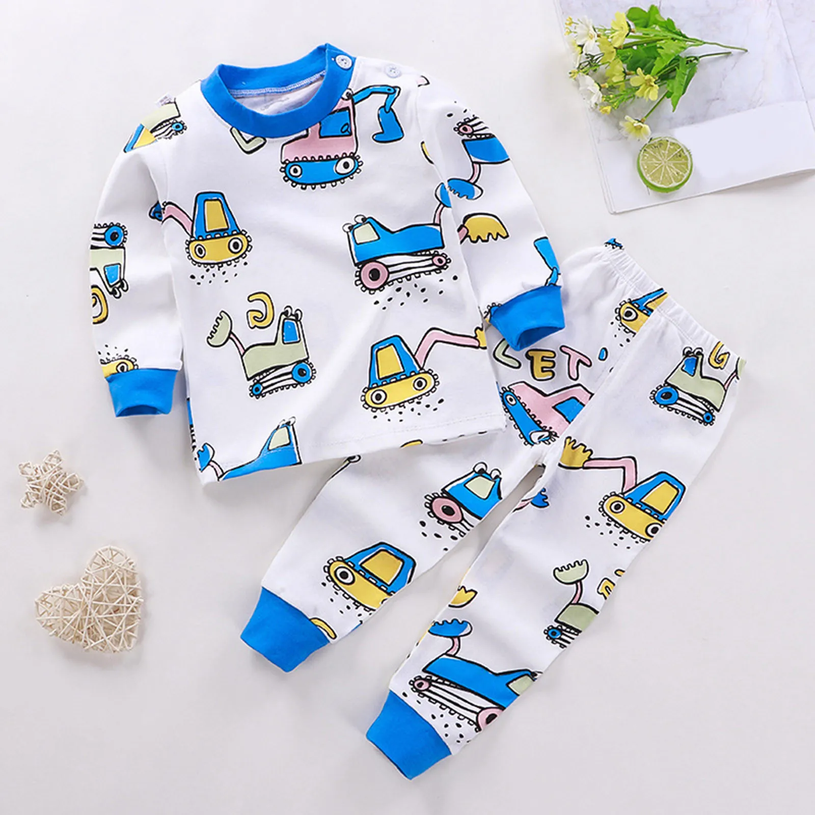 

2024 Cotton Comfort 6M-5T Pajamas sleepwear clothes Children's Underwear Set Boy Clothes Long Sleeve Suit Toddler Girl Pajamas