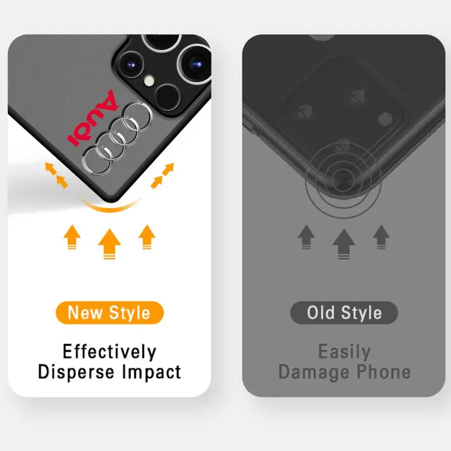 Black Edge Shell Phone Case for Samsung Galaxy S9 Plus S21 5G S22 Plus S10+ S24 Ultra S20 FE S25 Ultra S23 S21 A-Audi Sports Car