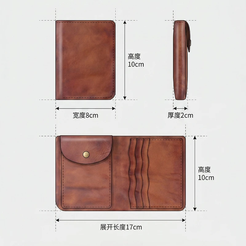 Brand Men's Retro Genuine Leather Bifold Wallet, Hand-Rubbed Distressed Cowhide Short Purse, Vintage Casual Card Holder for Men