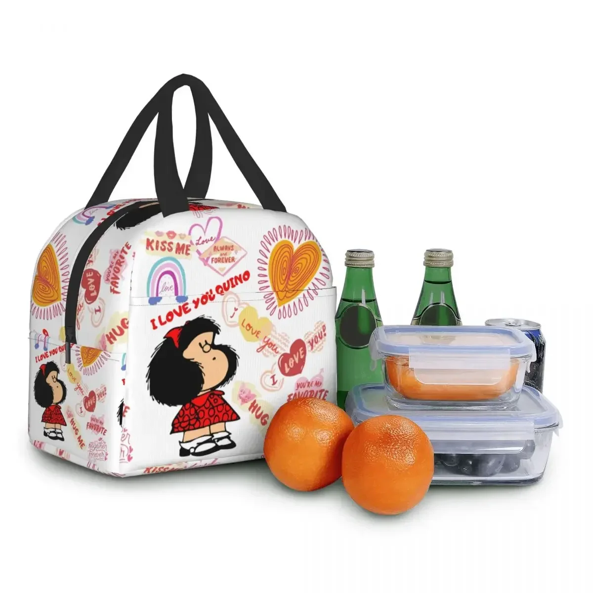 Mafalda Quino Comics borsa per il pranzo con isolamento termico scatola per il pranzo riutilizzabile per le donne bambini campeggio all\'aperto borse