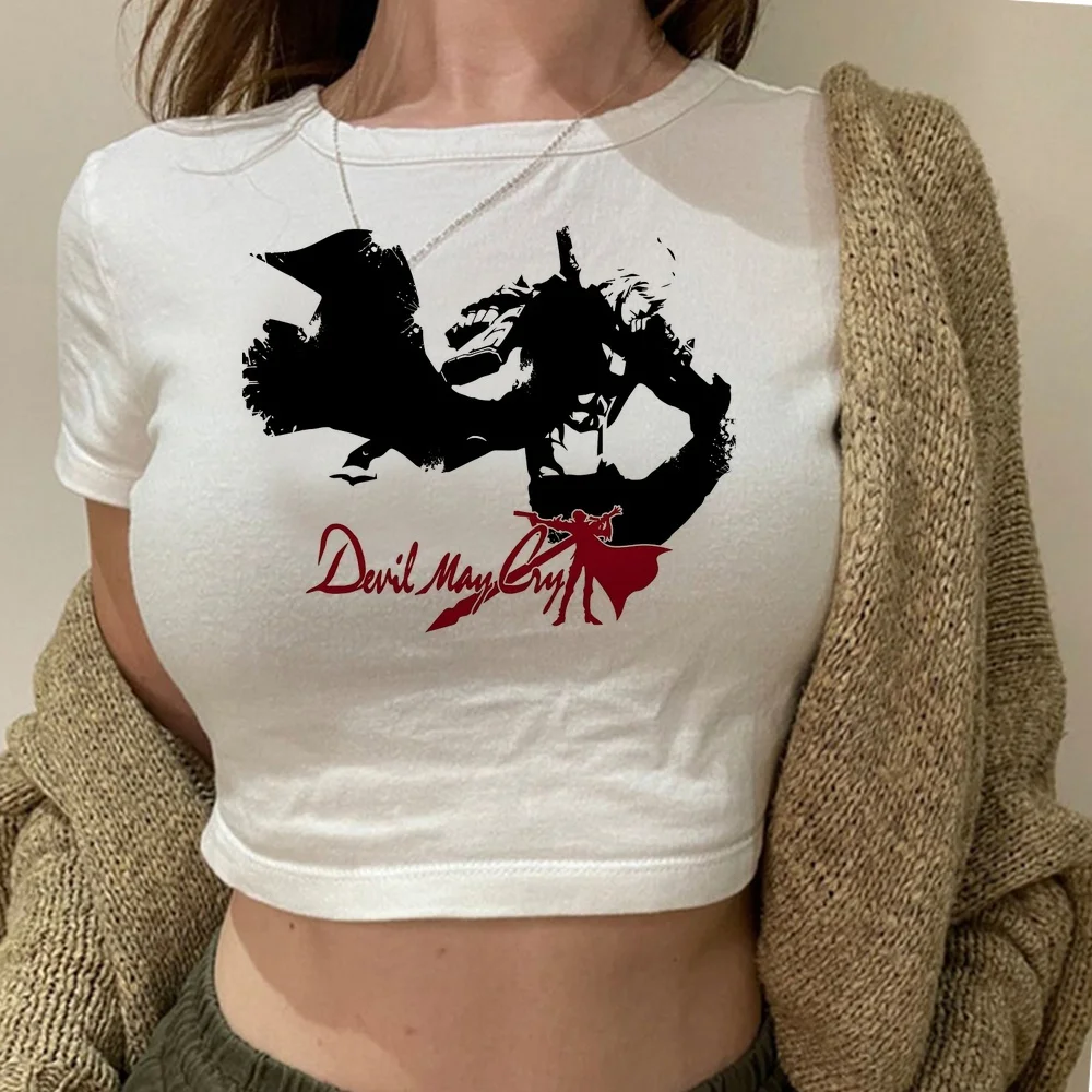 Devil May Cry cropped top shoujo funny streetwear goth alternative  vintage t-shirt cute cutecore clearance sales baddie meme