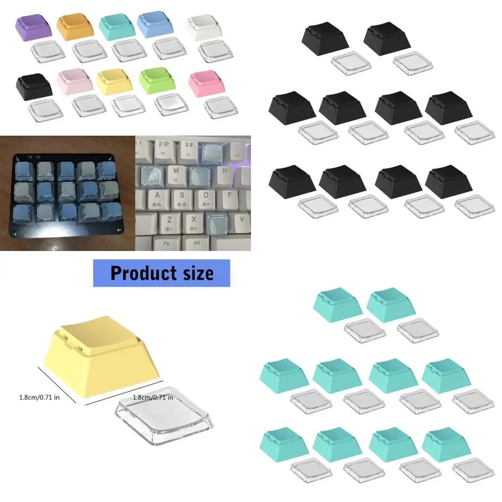 

Y1UB 8pcs PBT Blank Keycap Cheey Profile PBT+PC 1U Keycaps for Mechanical Keyboards