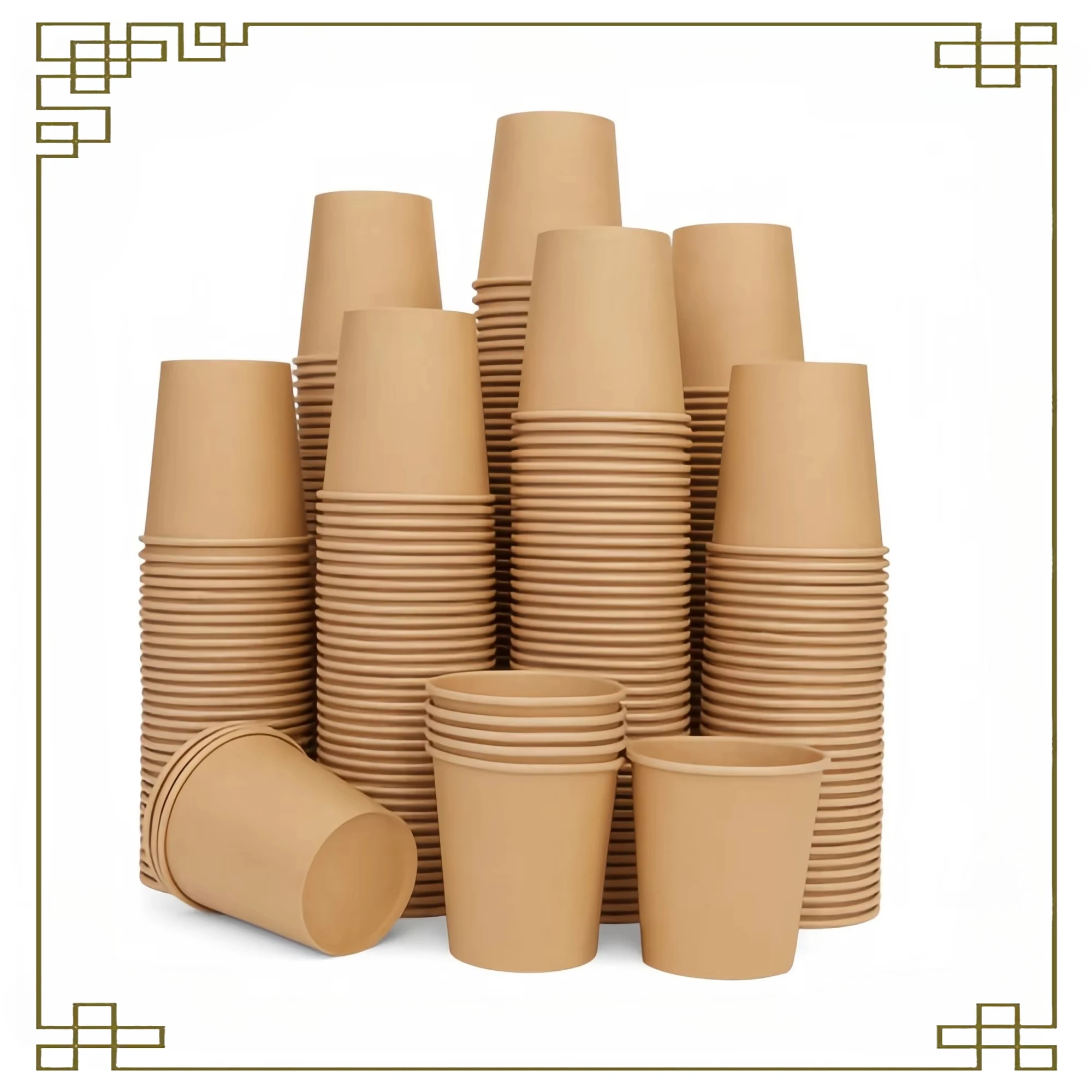 

300 Pack 6oz Kraft Beverage Containers Single Use Paper Glasses for Coffee Tea Juice Water Espresso