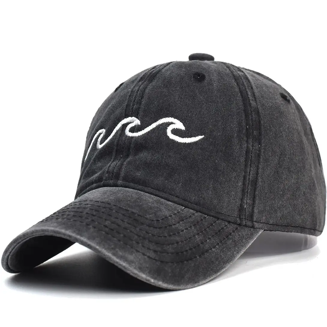 

Hip Hop Hat Wave Embroidery Washed Baseball Cap New Summer Fashion Men and Women Outdoor Sports Leisure Sun Hats Snapback Caps