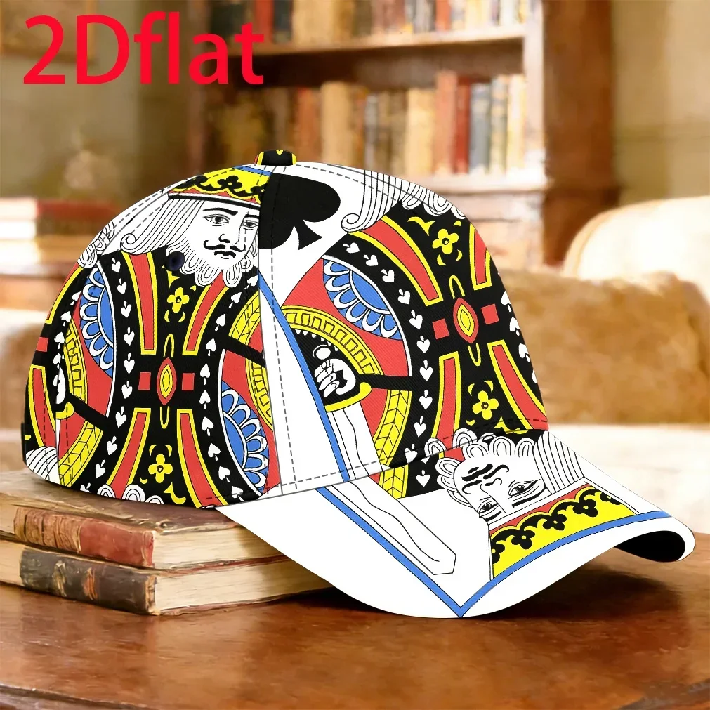 Customization Hats 1pc 2D Flat King Of Spades Playing Card Baseball Cap Fishing Trip Graduation Gift Casual Wear Lightweight Ver