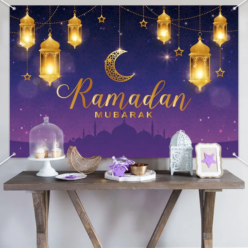 Eid Mubarak Background 2024 Kareem Ramadan Decoration for Home Islamic Muslim Party Supplies Ramadan Mubarak Decor Eid Al Adha