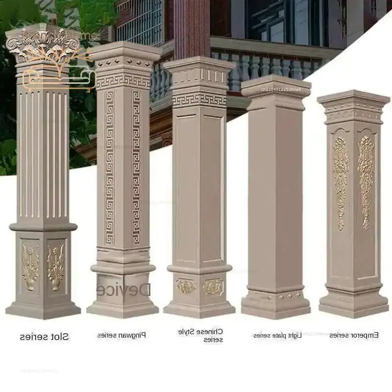 European Decorative Roman Column Mold Villa Gate Cement Square Column Mation Embossed Flower Wall Decoration Square Column Model