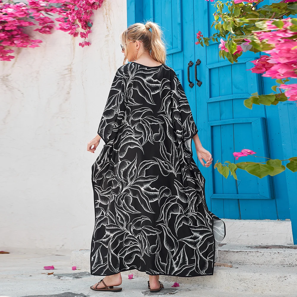 ชุดคลุมคาฟทันไซส์ใหญ่ ลายใบไม้ - Cover Up Kaftan บทวิจารณ์และราคา