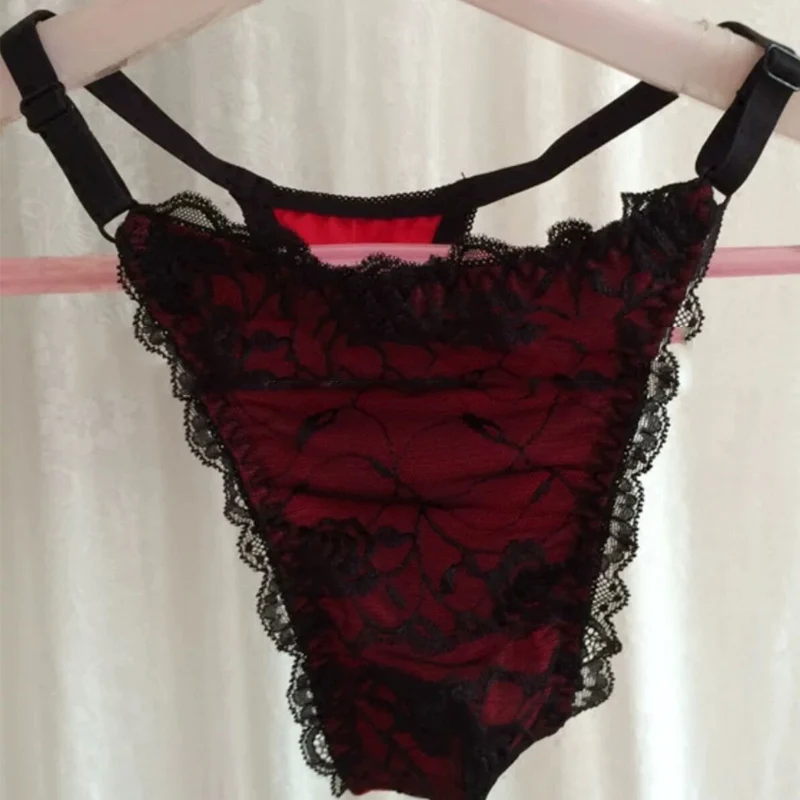 

Men Thong Convex Pouch Tanga Men Panties lace Floral Lace Soft Bikini Adjustable Thin Lace Sexy Low Waist Erotic Lingerie Thong