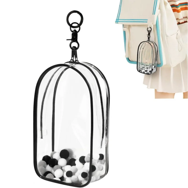 Transparent Protector Case Square Organizer Box for 17cm Plush Dolls Outdoor Display Bag With Keychain Doll Accessories