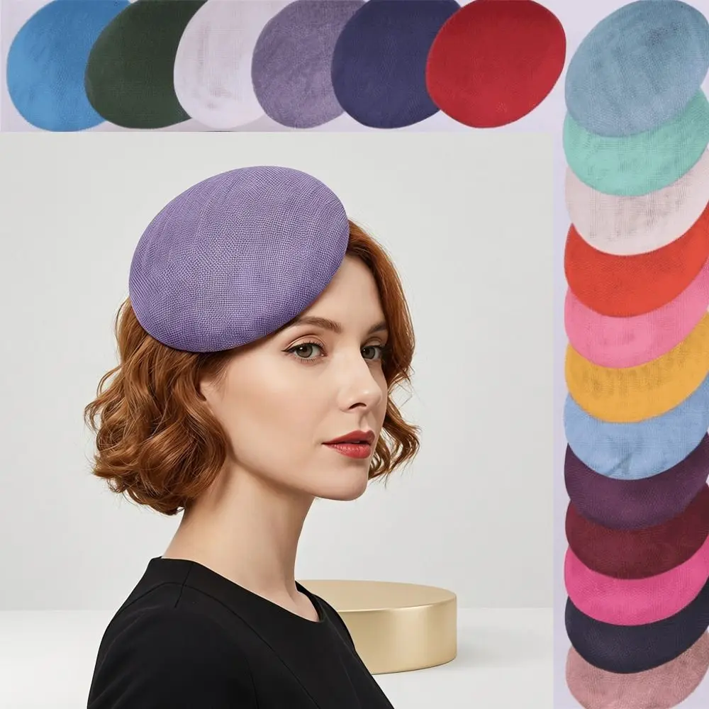 Elegant Solid Color Fascinator Base Wide Brim 15 CM Masquerade Top Hat Formal Hat Headpiece Mesh Hat Party Headpiece