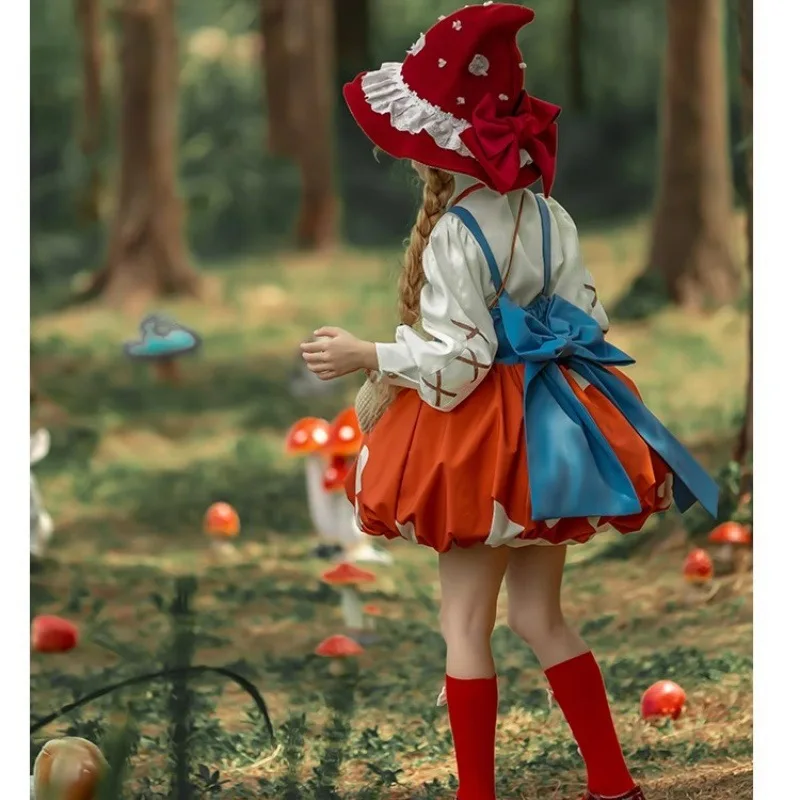 Girls Dress Spring and Autumn Children's Mushroom Show Costume Dress
