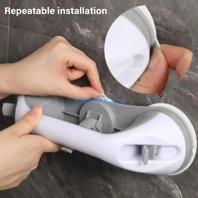 L8RC Suction Cup Bathroom Rails Wall Mounted Grab Bar Removable Shower Handrails Shower Safety Handrails Easy to Install