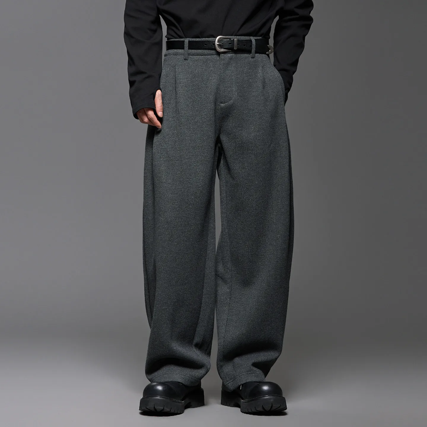 Autumn and Winter Thick Wool Acetate Blend Minimalist Style Simple Commute Men's All-Match Machete Straight-Leg Pants