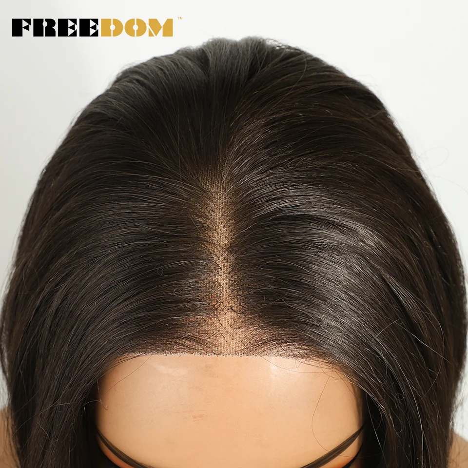 Liberdade perucas dianteiras de renda sintética para mulheres negras 20 "ombre loira ondulada 6x4 pré arrancadas pré corte usar e ir perucas de renda sem cola