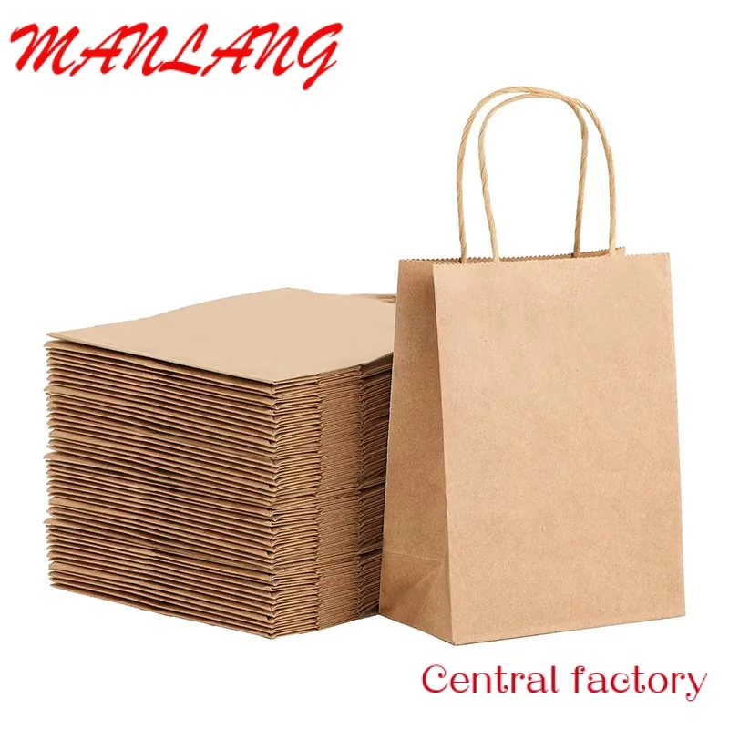 Lipack tas kertas Kraft Takeaway Food Grade, kantong kertas cokelat untuk kemasan makanan