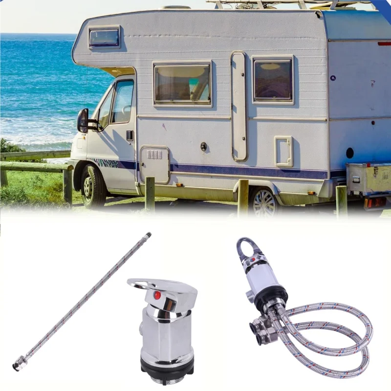 

1 комплект, хромированный смеситель для душа для каравана с нажимными хвостами 12 мм, розетка 1/2 дюйма, аксессуары для автодома, кемпера, фургона