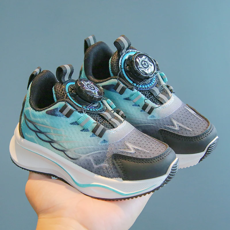 

Удобные детские кроссовки из зеленой сетчатой ткани с градиентным эффектом для мальчиков и девочек, легкая дышащая детская обувь на мягкой подошве с вращающейся застежкой, летняя повседневная обувь для улицы для детей старшего возраста и школьников, униве