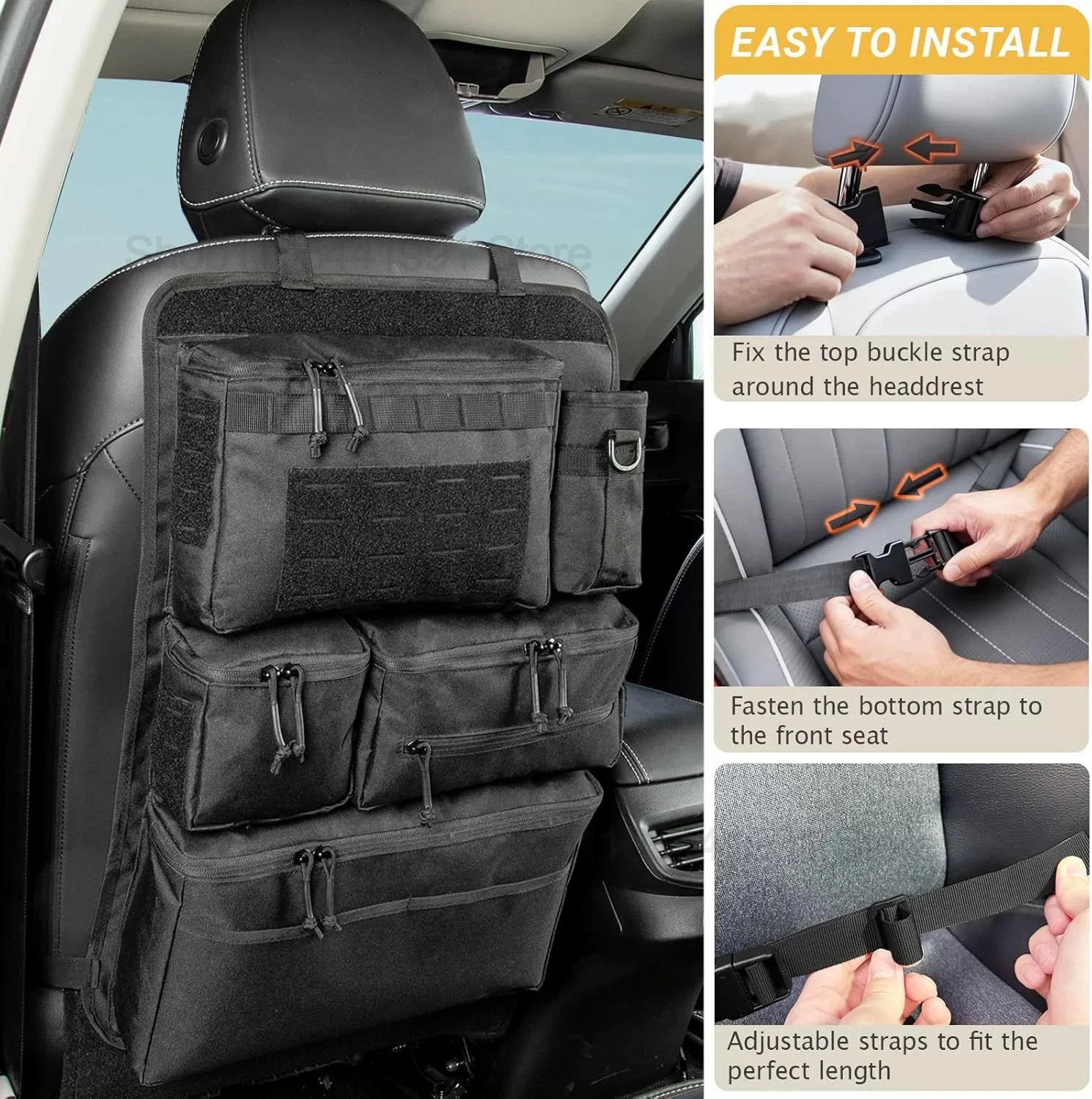 Oxford Taktische Aufbewahrungstasche für Auto-Rücksitz Multifunktionaler Gepäckorganizer Hängende Rücksitztasche für Outdoor – Detail 9