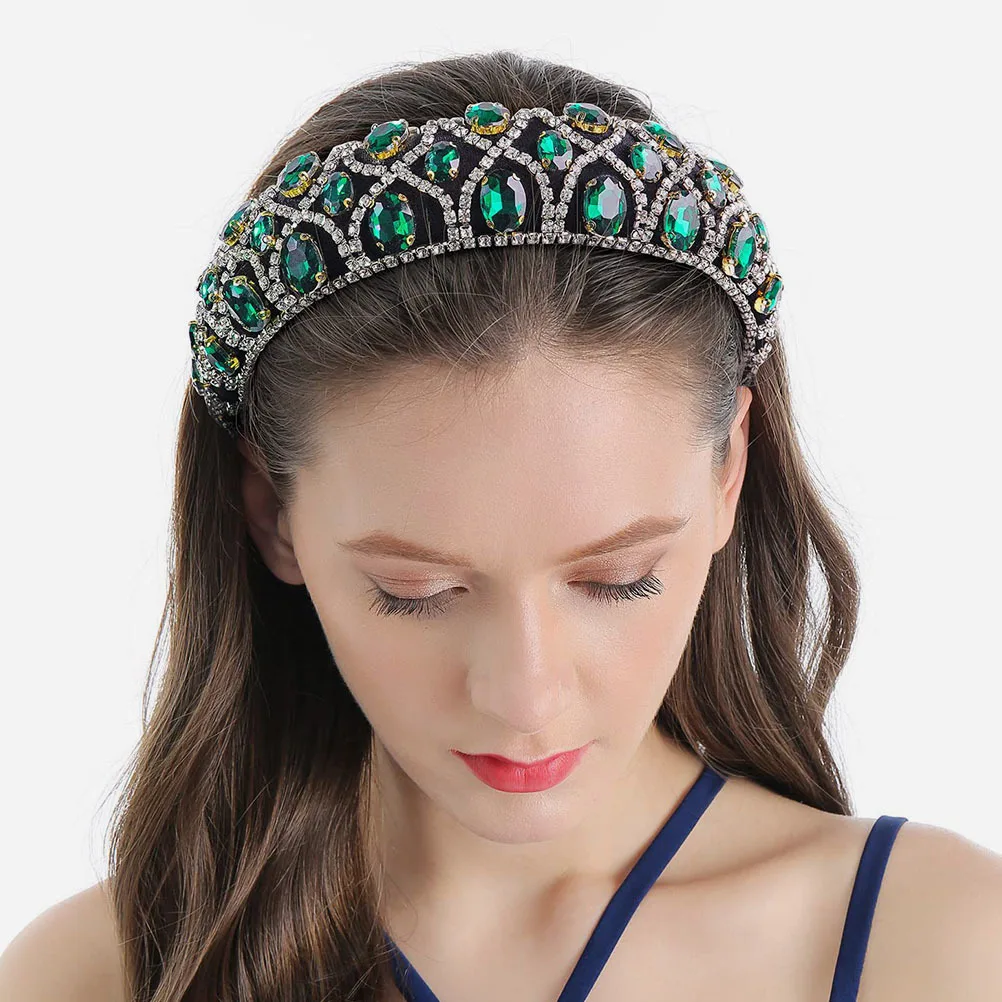 

Chic Rhinestone Design Headband Baroque Style Headdress for Women Daily Wear Rhinestone Hairband Baroque Style Headband